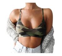 Comfort Bras for Women Uk Lady Brassiere No Wire Wild Support Breast Camouflage Print Pullover Breathable Spaghetti Strap Plus Size Women Sports Bra For Home T Shirt Bras for Women (Camouflage, XXXXL)