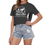 Comfort Breastfeeding Shirts for Women Zip Nursing Tops Causal Distressed Acid Washed Maternity Tees, A-dark Gray, M