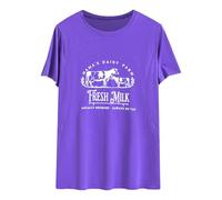 Comfort Breastfeeding Shirts for Women Zip Nursing Tops Causal Distressed Acid Washed Maternity Tees, Purple, XL