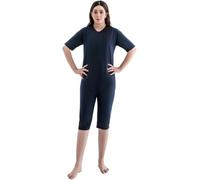 Comfort & Care Apparel Unisex Care Body Undershirt and Underpants Pyjamas, Short Sleeves Dark Blue Suit with Back Zip, Incontinence for Seniors and Dementia