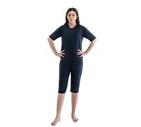Comfort & Care Apparel Unisex Care Body Undershirt and Underpants Pyjamas, Short Sleeves Dark Blue Suit with Back Zip, Incontinence for Seniors and Dementia