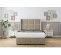 Comfort Charlie Almond Coniston Ottoman Bed With Mattress With 54" Wingback Headboard 4' Small Double