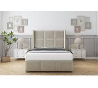 Comfort Charlie Cream Plush Divan Bed Set No Drawers - 54" Wingback & 12" Footboard 6' Super King
