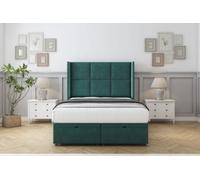 Comfort Charlie Emerald Plush Ottoman Bed Base With 54" Wingback Headboard 6' Super King