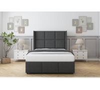 Comfort Charlie Graphite Dumfries Divan Bed Set No Drawers - 54" Wingback & 12" Footboard 3' Single