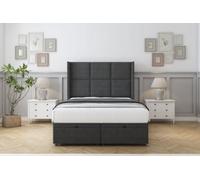 Comfort Charlie Graphite Dumfries Ottoman Bed With Mattress With 54" Wingback Headboard 6' Super King