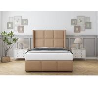 Comfort Charlie Latte Dumfries Divan Bed Set No Drawers - 54" Wingback & 12" Footboard 4' Small Double