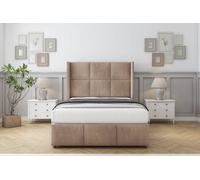 Comfort Charlie Mink Naples Divan Bed Set No Drawers - 54" Wingback & 12" Footboard 2'6 Small Single