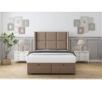 Comfort Charlie Mink Plush Ottoman Bed Base With 54" Wingback Headboard 4' Small Double
