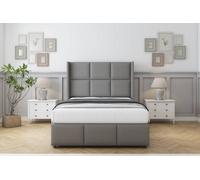 Comfort Charlie Pewter Dumfries Divan Bed Set 2 Drawers Foot-End - 54" Wingback & 12" Footboard 4' Small Double