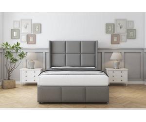 Comfort Charlie Pewter Dumfries Divan Bed Set No Drawers - 54" Wingback & 12" Footboard 5' King