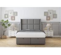 Comfort Charlie Pewter Dumfries Ottoman Bed Base With 54" Wingback Headboard 6' Super King