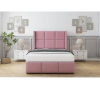 Comfort Charlie Pink Plush Divan Bed Set No Drawers - 54" Wingback & 12" Footboard 5' King