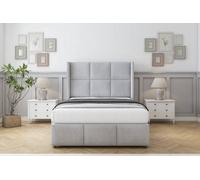 Comfort Charlie Silver Naples Divan Bed Set No Drawers - 54" Wingback & 12" Footboard 4' Small Double