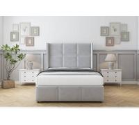 Comfort Charlie Silver Plush Divan Bed Set 2 Drawers Foot-End - 54" Wingback & 12" Footboard 5' King