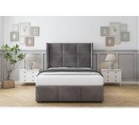 Comfort Charlie Slate Naples Divan Bed Set 2 Drawers Foot-End - 54" Wingback & 12" Footboard 6' Super King