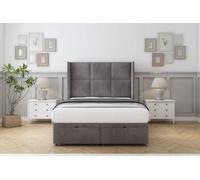 Comfort Charlie Slate Naples Ottoman Bed With Mattress With 54" Wingback Headboard 4'6 Double