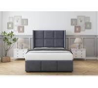 Comfort Charlie Steel Plush Divan Bed Set No Drawers - 54" Wingback & 12" Footboard 4'6 Double