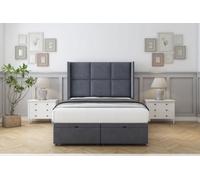 Comfort Charlie Steel Plush Ottoman Bed With Mattress With 54" Wingback Headboard 6' Super King