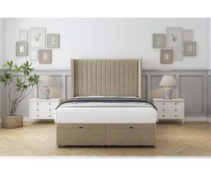 Comfort Chester Almond Coniston Ottoman Bed With Mattress With 54" Wingback Headboard 2'6 Small Single