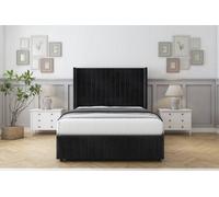 Comfort Chester Black Naples Divan Bed Set No Drawers - 54" Wingback & 12" Footboard 3' Single