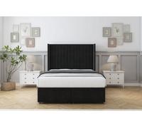 Comfort Chester Black Plush Ottoman Bed With Mattress With 54" Wingback Headboard 3' Single
