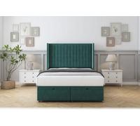 Comfort Chester Emerald Plush Ottoman Bed Base With 54" Wingback Headboard 6' Super King