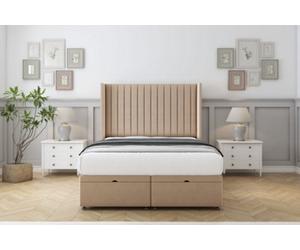 Comfort Chester Pebble Plush Ottoman Bed Base With 54" Wingback Headboard 6' Super King