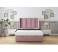 Comfort Chester Pink Plush Ottoman Bed With Mattress With 54" Wingback Headboard 3' Single