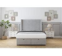 Comfort Chester Silver Plush Ottoman Bed With Mattress With 54" Wingback Headboard 3' Single