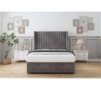 Comfort Chester Slate Naples Ottoman Bed With Mattress With 54" Wingback Headboard 4' Small Double