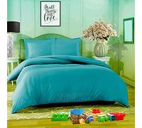 Comfort Collections Duvet Quilt Cover With Matching Pillow Cases Plain Dyed Poly Cotton Easy Care Bedding Set COLOUR TEAL SUPERKING