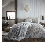 Comfort Collections Fleece Teddy Duvet Quilt Cover Bedding Set With Matching Pillowcase Warm and Cosy Hug & Snug Silver Bedding Set Double 200cm x 200cm Approximately.