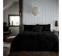 Comfort Collections Fleece Teddy Duvet Quilt Cover Bedding Set With Matching Pillowcase Warm and Cosy Hug & Snug Black Bedding Set King 230cm x 220cm Approximately.