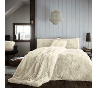 Comfort Collections Fleece Teddy Duvet Quilt Cover Bedding Set With Matching Pillowcase Warm and Cosy Hug & Snug Cream Bedding Set King 230cm x 220cm Approximately.