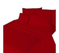 Comfort Collections Luxurious Flannelette Bed Sheet Set 100% Brushed Cotton Includes Fitted Sheet, Flat Sheet and 2 x Matching Pillowcases Bed Sheet Set Red Double
