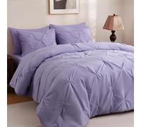 Comfort Collections Luxury Alford Alexander Pin Tuck Pinch Pleat Duvet Quilt Cover Reversible Diamond Bedding Set With Matching Pillowcases Lilac King 230cm x 220cm Approximate