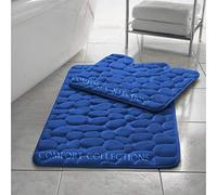 Comfort Collections Memory Foam Pebble Bath Mat Set Pedestal Bathroom Rug 2 Piece Soft Absorbent Non Slip Royal Blue Bath Mat (50CM X 80 CM) & Pedestal Mat (50CM X 40 CM) Approximate
