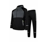 Comfort Collections Men’s Tracksuit Set - Hooded Zip Up Jacket & Jogger Bottoms, Zipped Pockets, Reflective Detail, Gym Running Casual Sportswear (UK, Alpha, XL, Regular, Regular, Black/Grey)