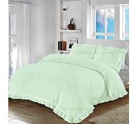 Comfort Collections Santiago Ruffle Frill Edge Design Plain Duvet Cover and Pillow Cases Bedding Set Duck Egg King 230cm x 220cm Approximate