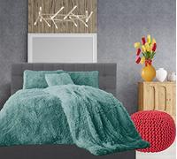 Comfort Collections Teddy Cuddles Fleece Duvet Quilt Cover Hug & Snug Bedding Set With Matching Pillowcase Warm and Cosy Teal Bedding Set King 230cm x 220cm Approximately.