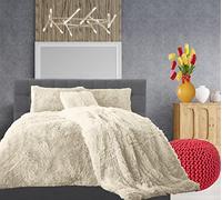 Comfort Collections Teddy Cuddles Fleece Duvet Quilt Cover Hug & Snug Bedding Set With Matching Pillowcase Warm and Cosy Cream Bedding Set Superking 260cm x 220cm Approximately.