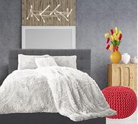 Comfort Collections Teddy Cuddles Fleece Duvet Quilt Cover Hug & Snug Bedding Set With Matching Pillowcase Warm and Cosy White Bedding Set Single 135cm x 200cm Approximately.