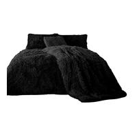 Comfort Collections Teddy Fleece Cuddles Hug & Snug Duvet Quilt Cover Bedding Set With Matching Pillowcase Warm and Cosy Hug & Snug Black Bedding Set King 230cm x 220cm Approximately.