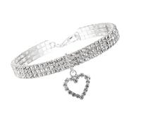 Comfort Dog Collar, Heart Crystal Diamond, Adjustable Fancy Pet Collar for Small Medium Large Dogs Cats Pets, 1 Piece(White,M)