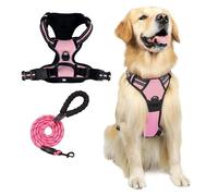 Comfort Dog Harness & Leash Set | Adjustable Padded Vest with Breathable Mesh & Secure Buckles - Front Leash Clip(Pink,XL)