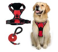 Comfort Dog Harness & Leash Set | Adjustable Padded Vest with Breathable Mesh & Secure Buckles - Front Leash Clip(Red,S)