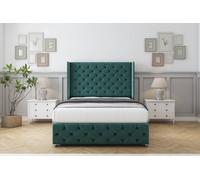Comfort Emily Emerald Plush Divan Bed Set 2 Drawers Foot-End - 54" Wingback & 12" Footboard 4'6 Double