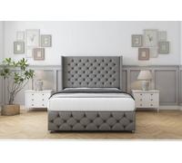 Comfort Emily Pewter Dumfries Divan Bed Set No Drawers - 54" Wingback & 12" Footboard 4'6 Double