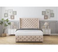 Comfort Emily Sand Naples Divan Bed Set No Drawers - 54" Wingback & 12" Footboard 4'6 Double
